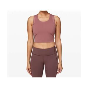 Lululemon Break Free Crop Tank Top Size 4 Terracota Dust Mesh Stretch Pullover